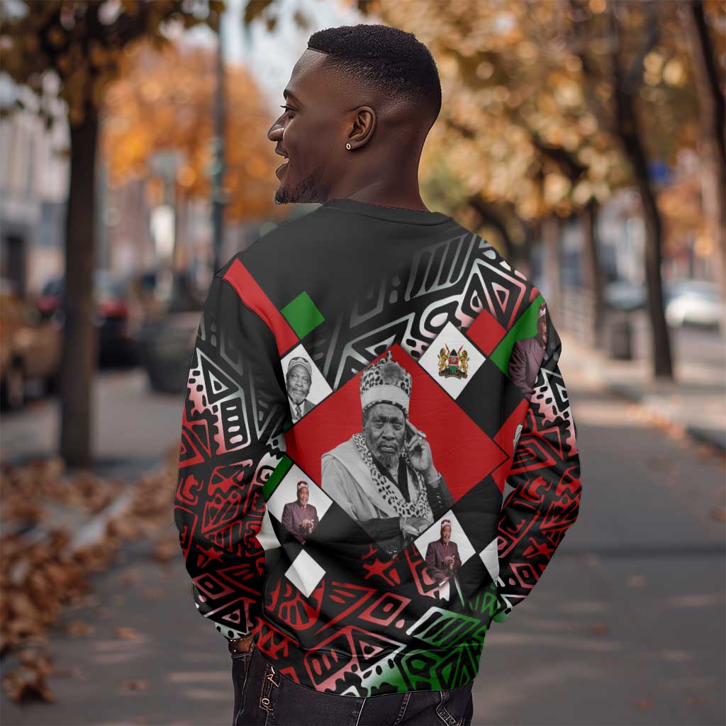 Jomo Kenyatta Sweatshirt with Roots Resistance Renaissance and Kenyan Patchwork Pattern Tribute - African Pride