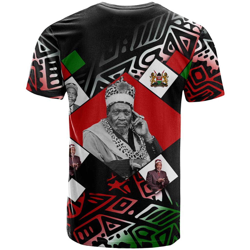 Jomo Kenyatta T shirt with Roots Resistance Renaissance and Kenyan Patchwork Pattern Tribute - African Pride