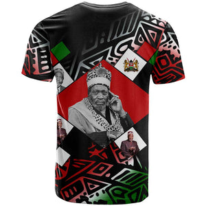 Jomo Kenyatta T shirt with Roots Resistance Renaissance and Kenyan Patchwork Pattern Tribute - African Pride