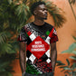 Jomo Kenyatta T shirt with Roots Resistance Renaissance and Kenyan Patchwork Pattern Tribute - African Pride