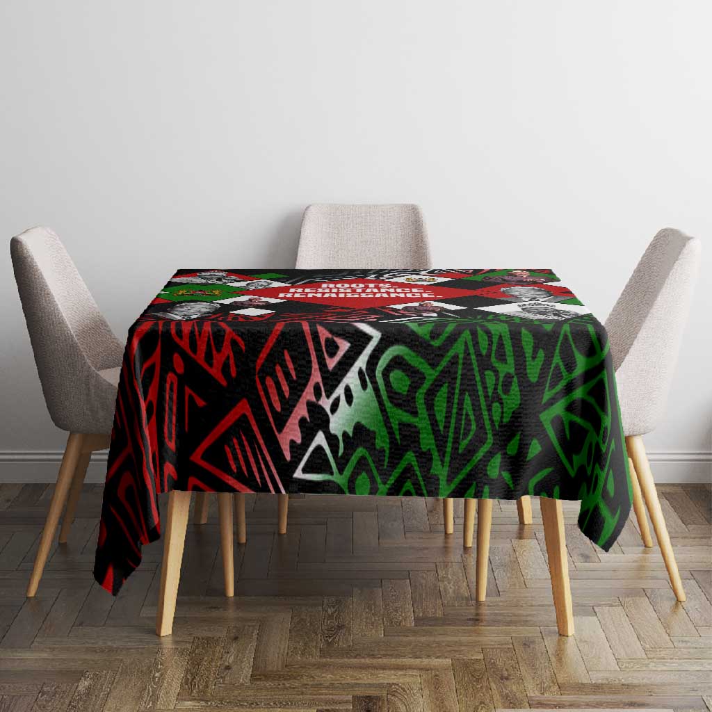 Jomo Kenyatta Tablecloth with Roots Resistance Renaissance and Kenyan Patchwork Pattern Tribute - African Pride