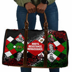 Jomo Kenyatta Travel Bag with Roots Resistance Renaissance and Kenyan Patchwork Pattern Tribute - African Pride