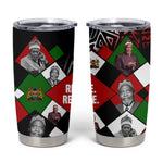 Jomo Kenyatta Tumbler Cup with Roots Resistance Renaissance and Kenyan Patchwork Pattern Tribute - African Pride