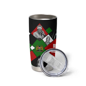 Jomo Kenyatta Tumbler Cup with Roots Resistance Renaissance and Kenyan Patchwork Pattern Tribute - African Pride