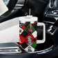 Jomo Kenyatta Tumbler With Handle with Roots Resistance Renaissance and Kenyan Patchwork Pattern Tribute - African Pride