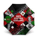 Jomo Kenyatta Umbrella with Roots Resistance Renaissance and Kenyan Patchwork Pattern Tribute - African Pride