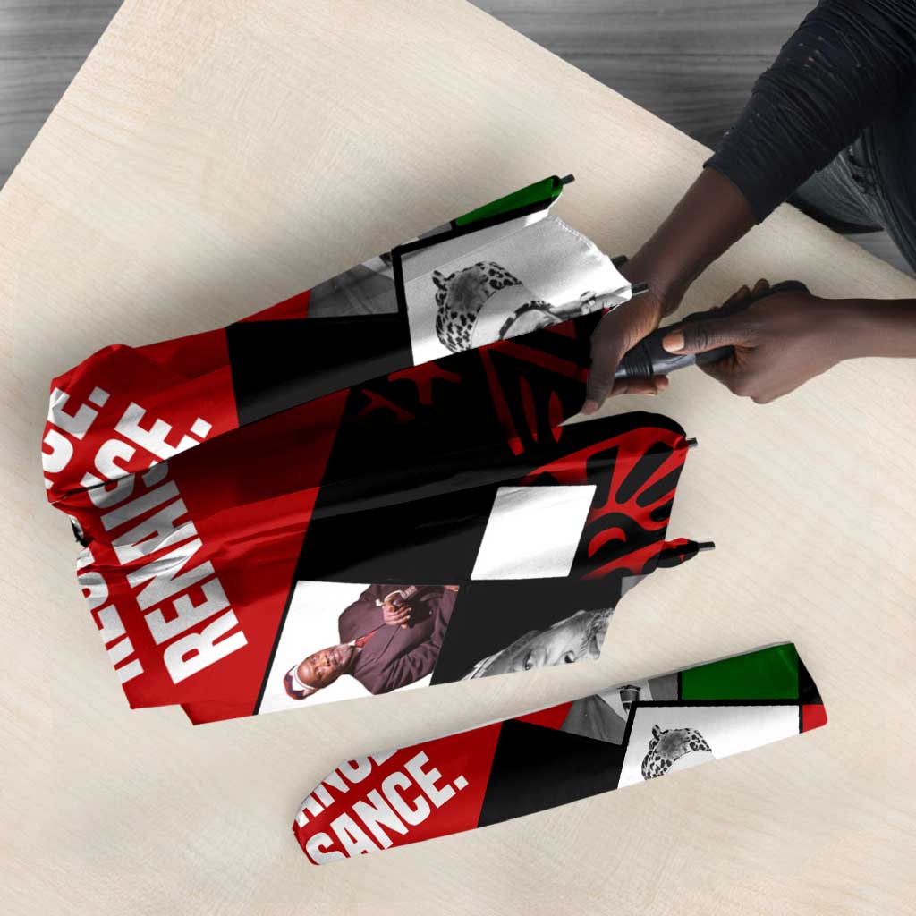 Jomo Kenyatta Umbrella with Roots Resistance Renaissance and Kenyan Patchwork Pattern Tribute - African Pride
