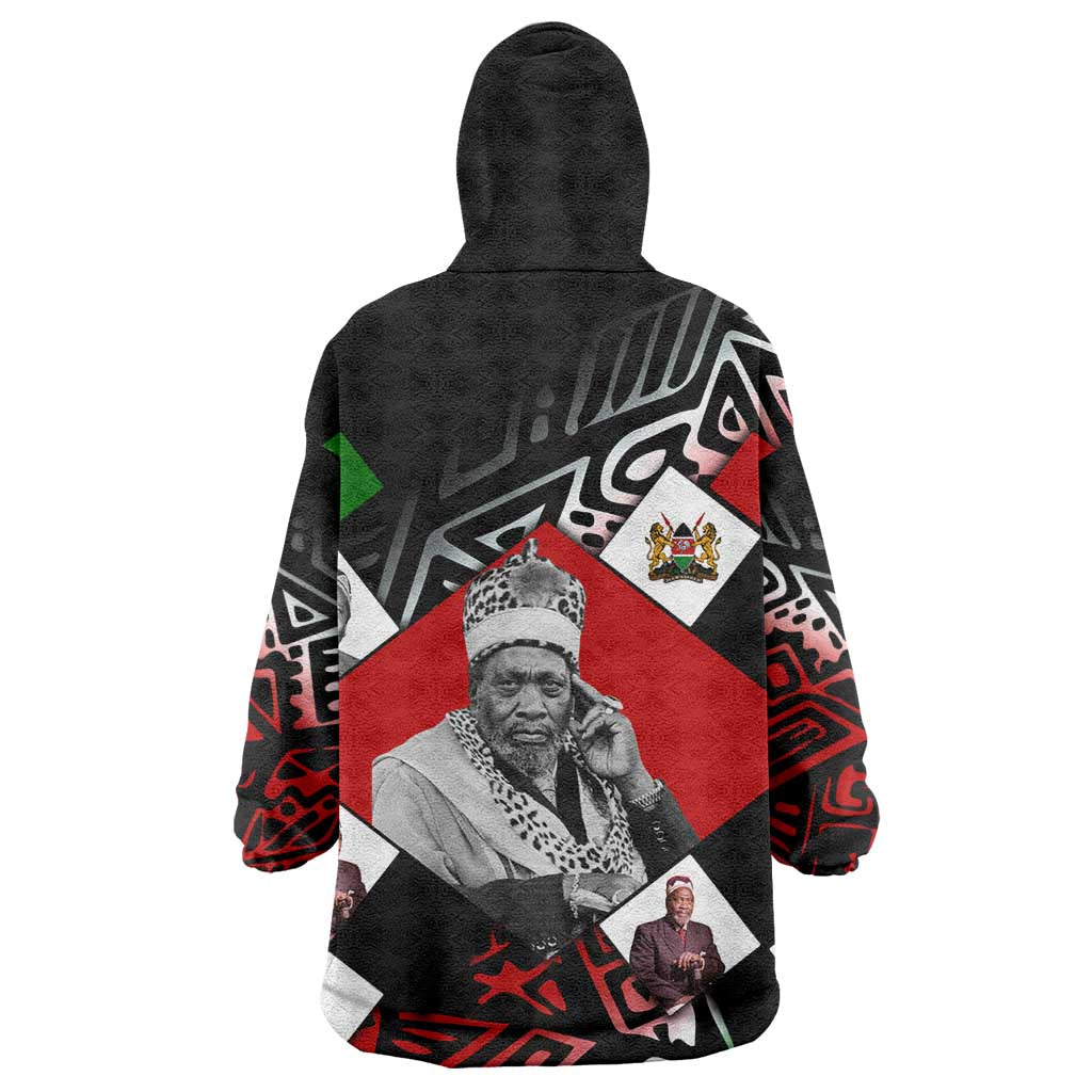 Jomo Kenyatta Wearable Blanket Hoodie with Roots Resistance Renaissance and Kenyan Patchwork Pattern Tribute - African Pride