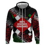 Jomo Kenyatta Zip Hoodie with Roots Resistance Renaissance and Kenyan Patchwork Pattern Tribute - African Pride