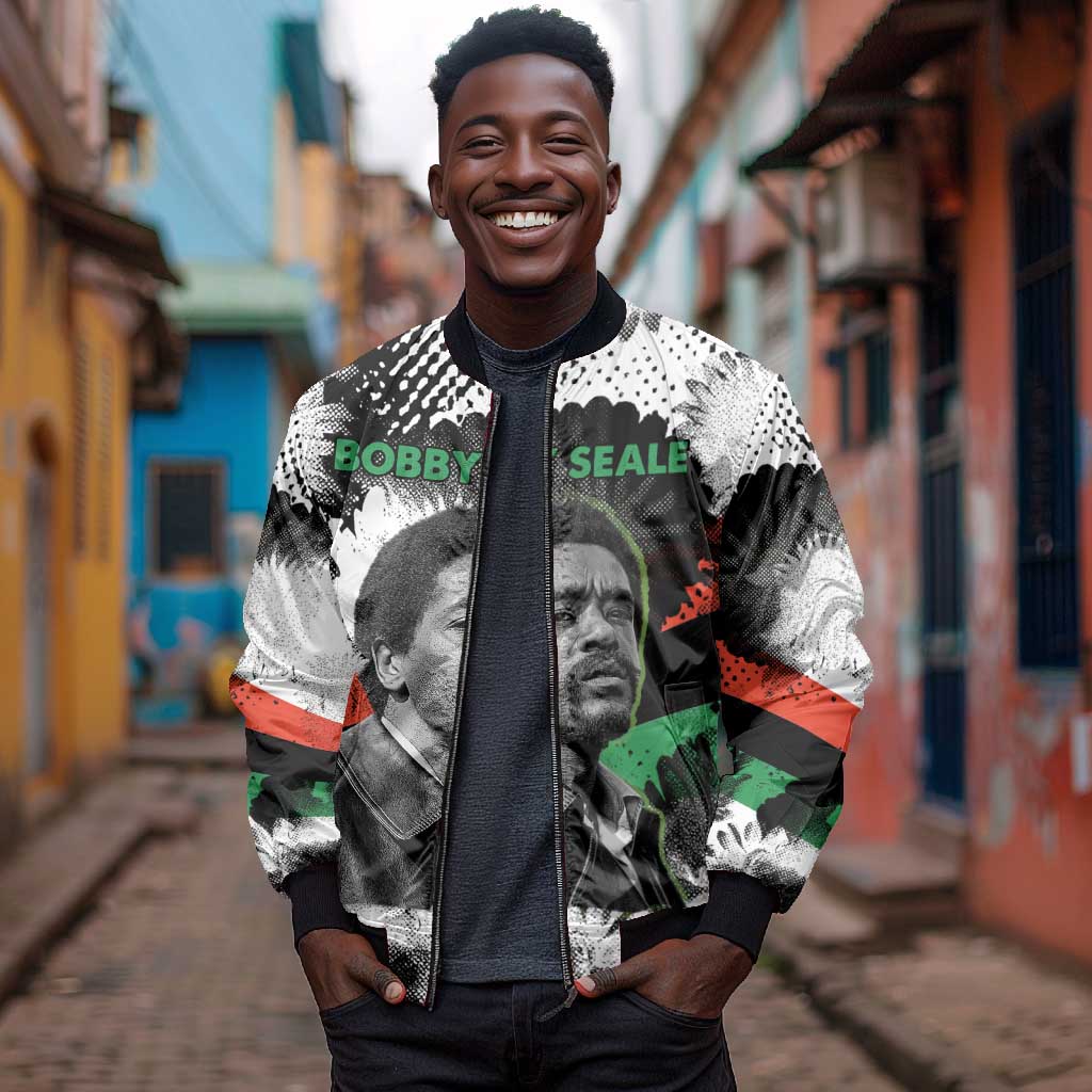 Bobby Seale Bomber Jacket Black Panther Artwork Solidarity Quote Revolutionary Civil Rights Tribute - African Pride