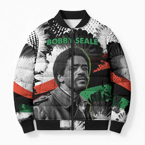 Bobby Seale Bomber Puffer Jacket Black Panther Artwork Solidarity Quote Revolutionary Civil Rights Tribute - African Pride
