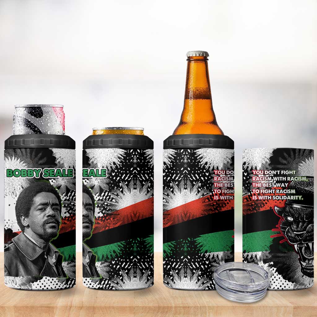 Bobby Seale 4 in 1 Can Cooler Tumbler Black Panther Artwork Solidarity Quote Revolutionary Civil Rights Tribute - African Pride