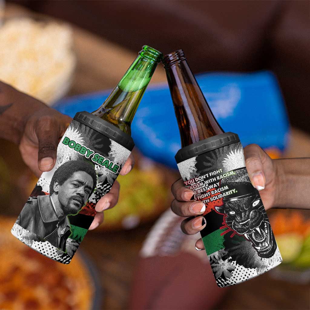 Bobby Seale 4 in 1 Can Cooler Tumbler Black Panther Artwork Solidarity Quote Revolutionary Civil Rights Tribute - African Pride