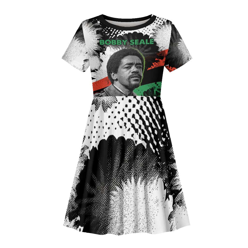 Bobby Seale Kid Short Sleeve Dress Black Panther Artwork Solidarity Quote Revolutionary Civil Rights Tribute - African Pride