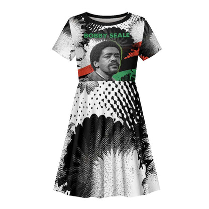 Bobby Seale Kid Short Sleeve Dress Black Panther Artwork Solidarity Quote Revolutionary Civil Rights Tribute - African Pride