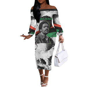 Bobby Seale Off The Shoulder Long Sleeve Dress Black Panther Artwork Solidarity Quote Revolutionary Civil Rights Tribute - African Pride