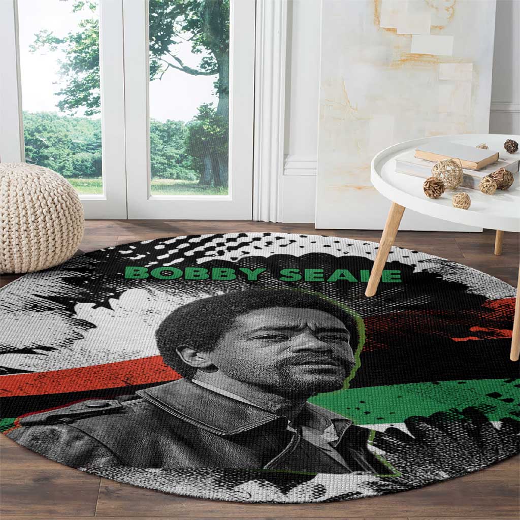 Bobby Seale Round Carpet Black Panther Artwork Solidarity Quote Revolutionary Civil Rights Tribute - African Pride