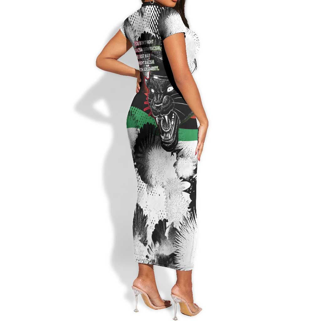 Bobby Seale Short Sleeve Bodycon Dress Black Panther Artwork Solidarity Quote Revolutionary Civil Rights Tribute - African Pride