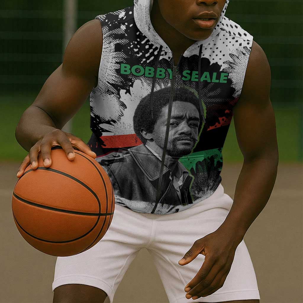 Bobby Seale Sleeveless Zip Hoodie Black Panther Artwork Solidarity Quote Revolutionary Civil Rights Tribute - African Pride