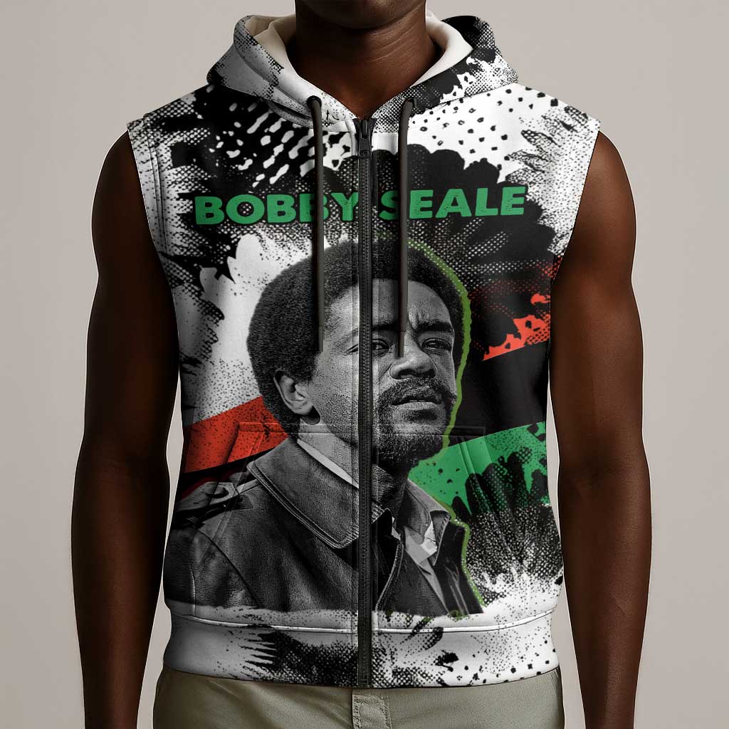 Bobby Seale Sleeveless Zip Hoodie Black Panther Artwork Solidarity Quote Revolutionary Civil Rights Tribute - African Pride