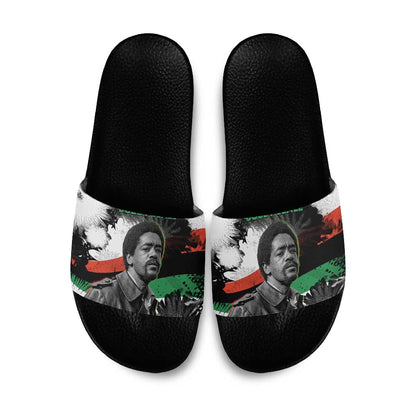 Bobby Seale Slide Sandals Black Panther Artwork Solidarity Quote Revolutionary Civil Rights Tribute - African Pride