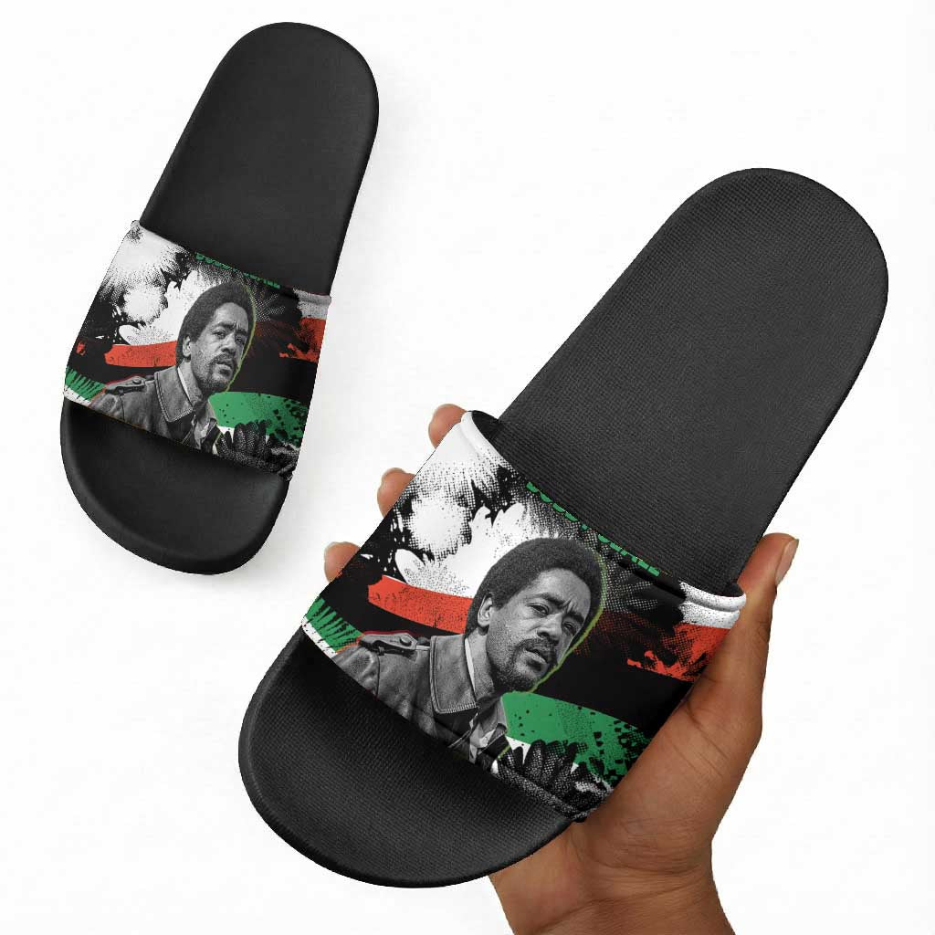 Bobby Seale Slide Sandals Black Panther Artwork Solidarity Quote Revolutionary Civil Rights Tribute - African Pride