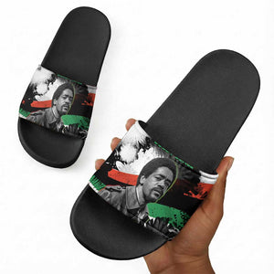 Bobby Seale Slide Sandals Black Panther Artwork Solidarity Quote Revolutionary Civil Rights Tribute - African Pride