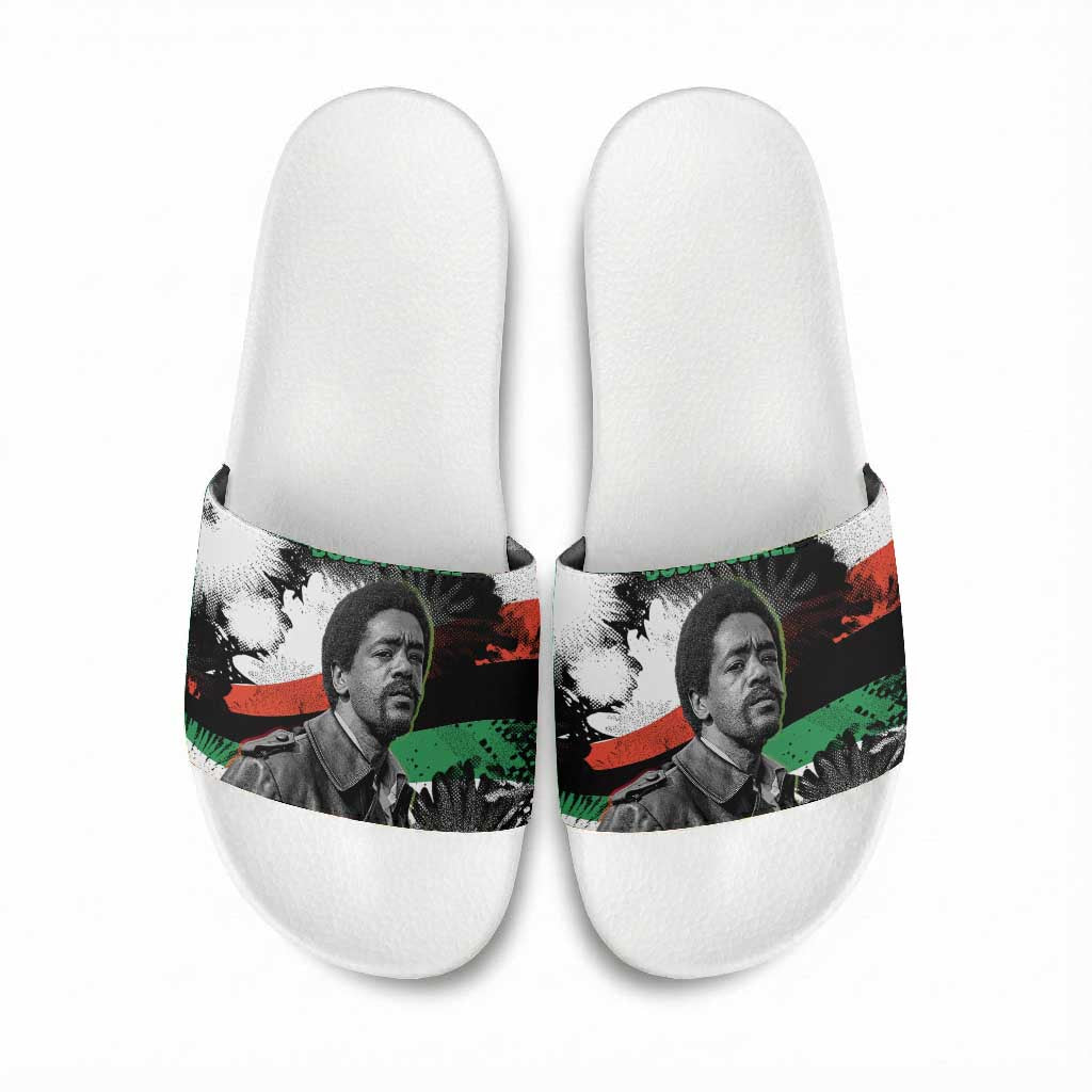 Bobby Seale Slide Sandals Black Panther Artwork Solidarity Quote Revolutionary Civil Rights Tribute - African Pride