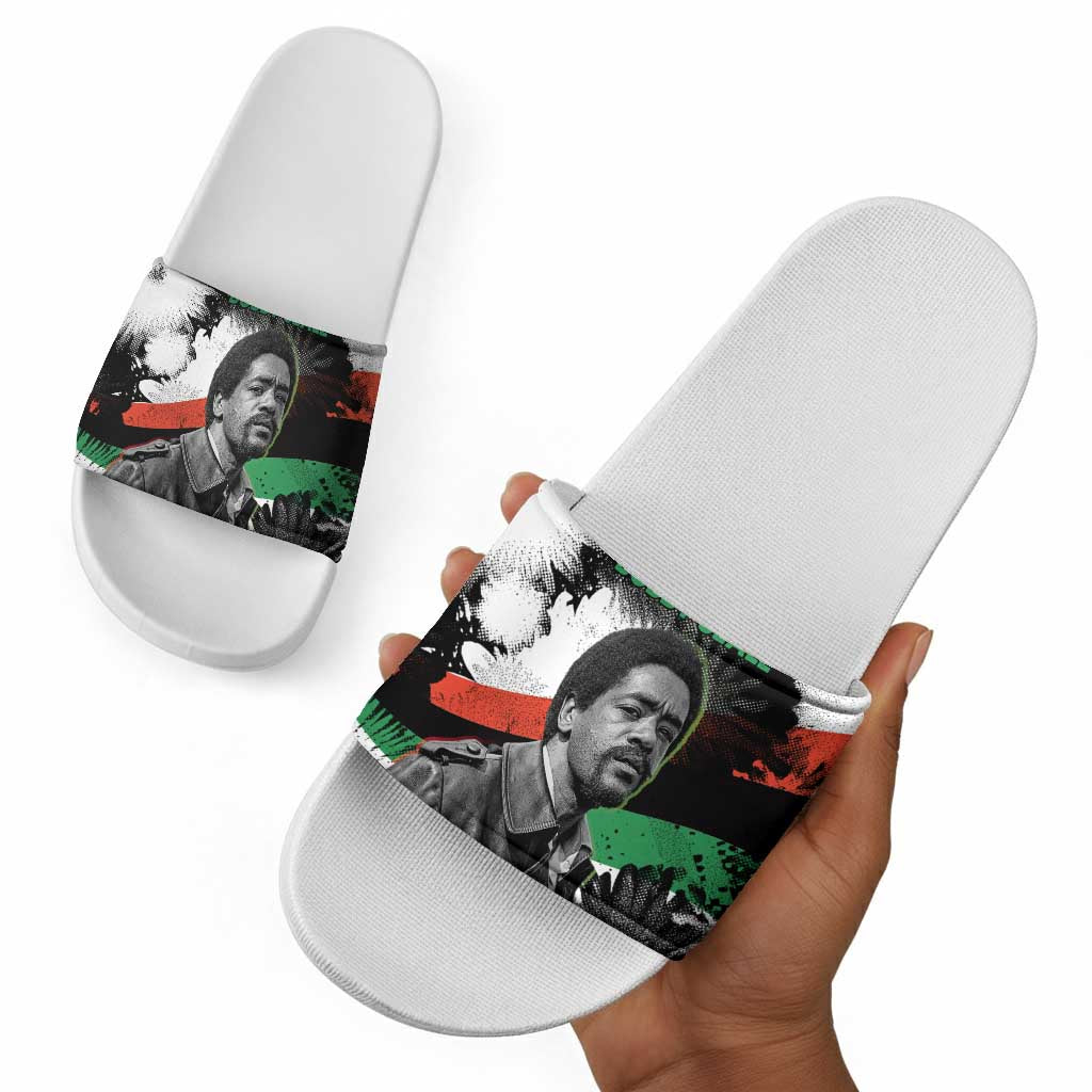 Bobby Seale Slide Sandals Black Panther Artwork Solidarity Quote Revolutionary Civil Rights Tribute - African Pride
