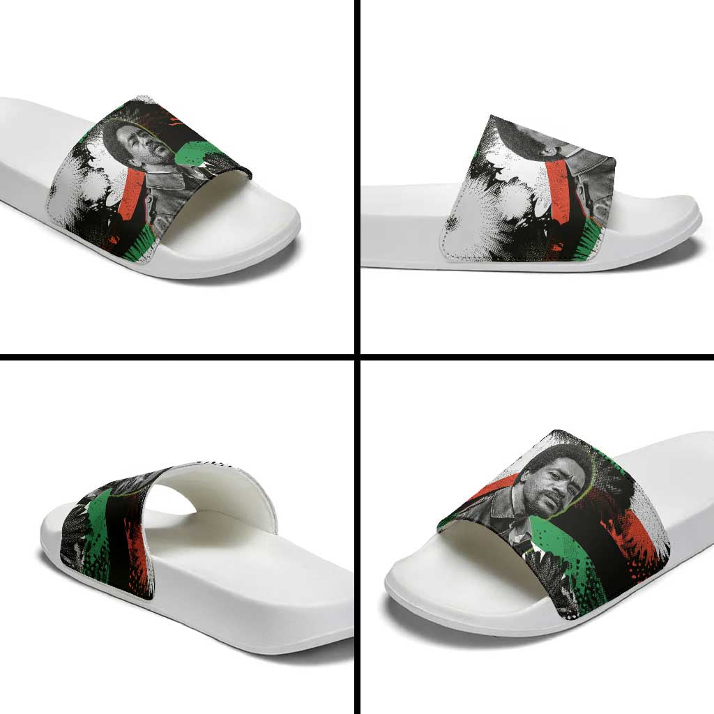 Bobby Seale Slide Sandals Black Panther Artwork Solidarity Quote Revolutionary Civil Rights Tribute - African Pride