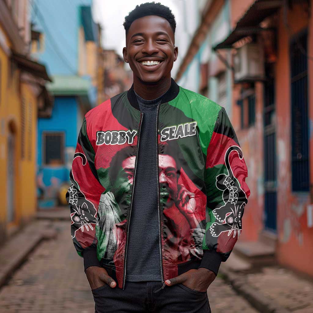 Bobby Seale Bomber Jacket Black Panther Logo Revolutionary Civil Rights Movement Tribute - African Pride