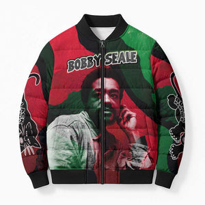 Bobby Seale Bomber Puffer Jacket Black Panther Logo Revolutionary Civil Rights Movement Tribute - African Pride