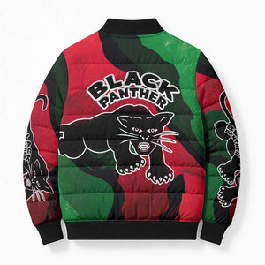 Bobby Seale Bomber Puffer Jacket Black Panther Logo Revolutionary Civil Rights Movement Tribute - African Pride