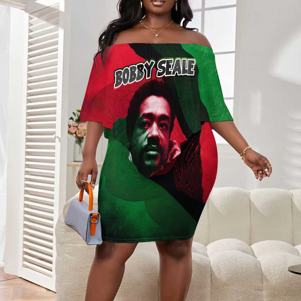 Bobby Seale Off Shoulder Short Dress Black Panther Logo Revolutionary Civil Rights Movement Tribute - African Pride