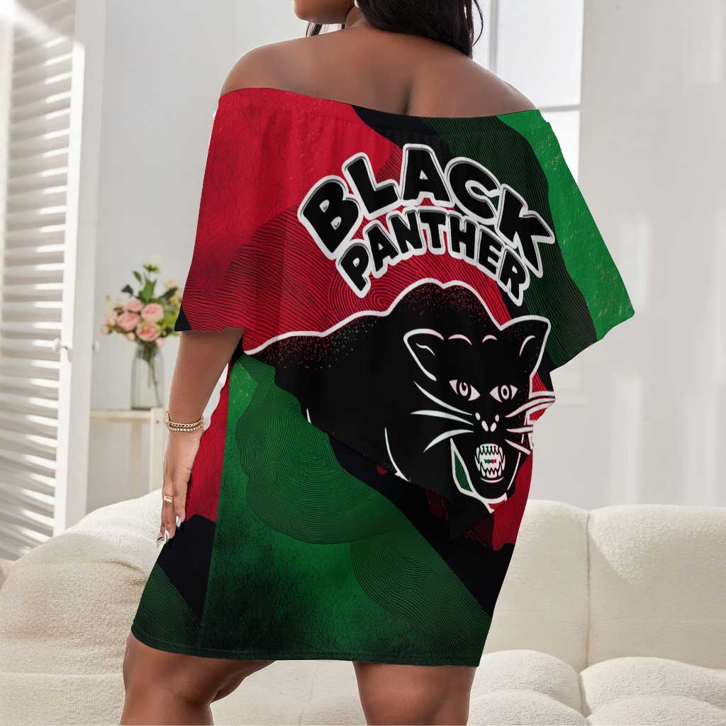 Bobby Seale Off Shoulder Short Dress Black Panther Logo Revolutionary Civil Rights Movement Tribute - African Pride