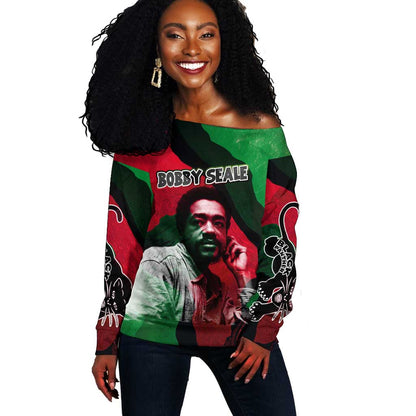 Bobby Seale Off Shoulder Sweater Black Panther Logo Revolutionary Civil Rights Movement Tribute - African Pride
