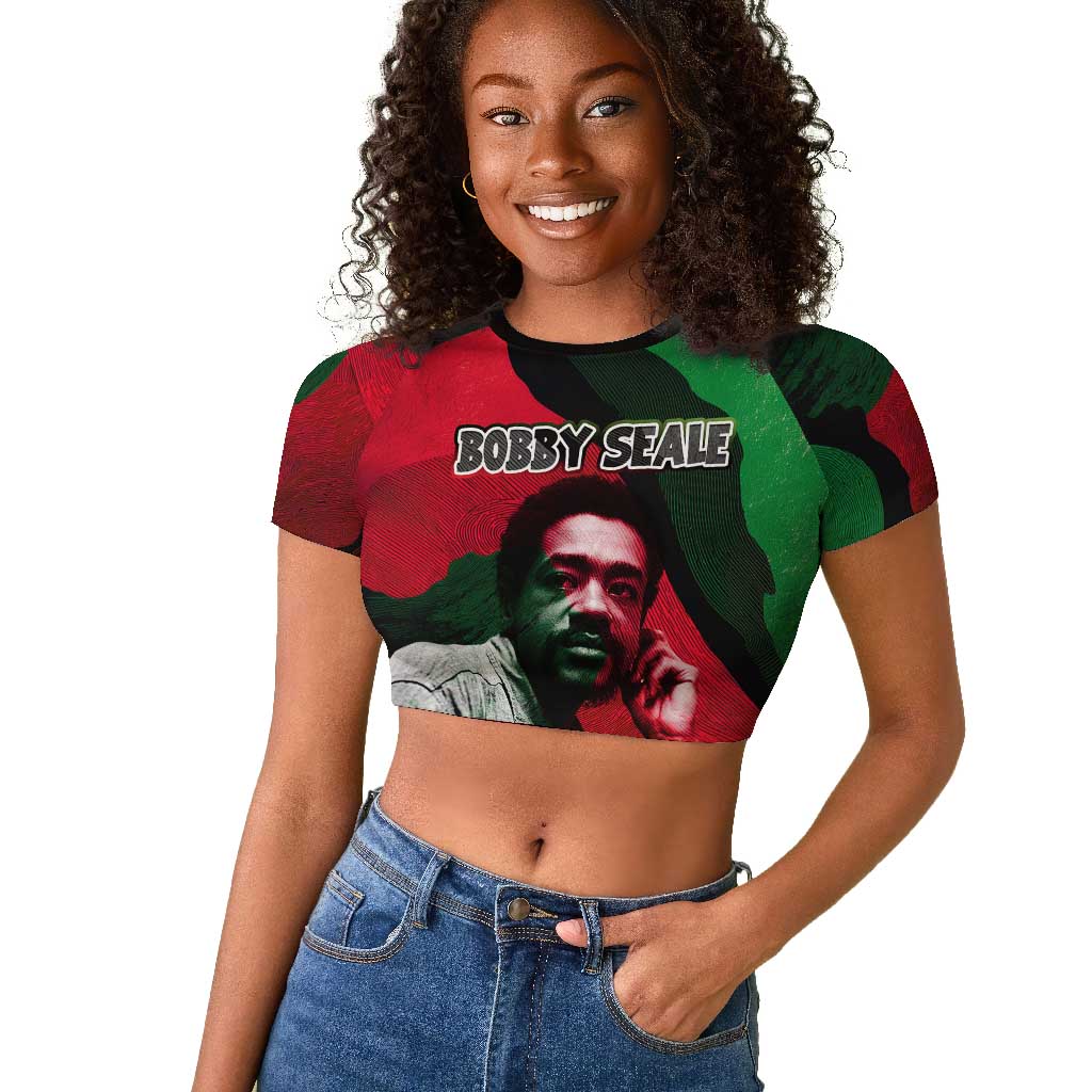 Bobby Seale Raglan Cropped T shirt Black Panther Logo Revolutionary Civil Rights Movement Tribute - African Pride
