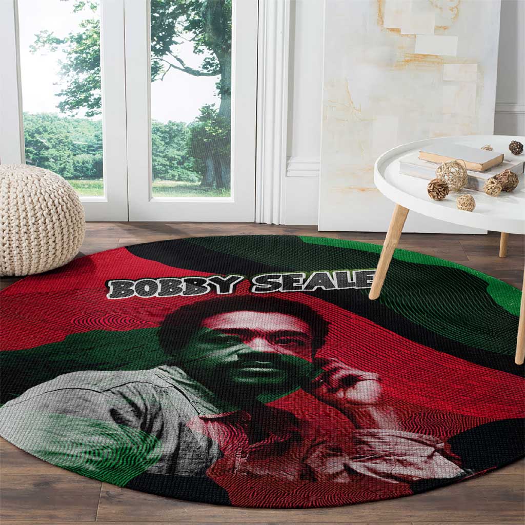 Bobby Seale Round Carpet Black Panther Logo Revolutionary Civil Rights Movement Tribute - African Pride