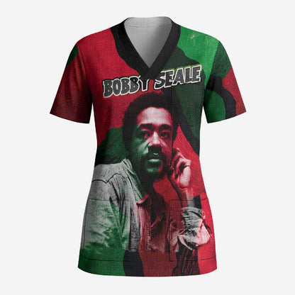 Bobby Seale Scrub Top Black Panther Logo Revolutionary Civil Rights Movement Tribute - African Pride
