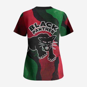 Bobby Seale Scrub Top Black Panther Logo Revolutionary Civil Rights Movement Tribute - African Pride