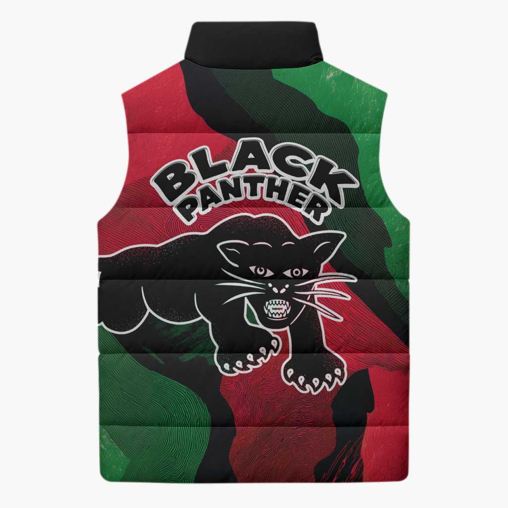 Bobby Seale Sleeveless Puffer Jacket Black Panther Logo Revolutionary Civil Rights Movement Tribute - African Pride