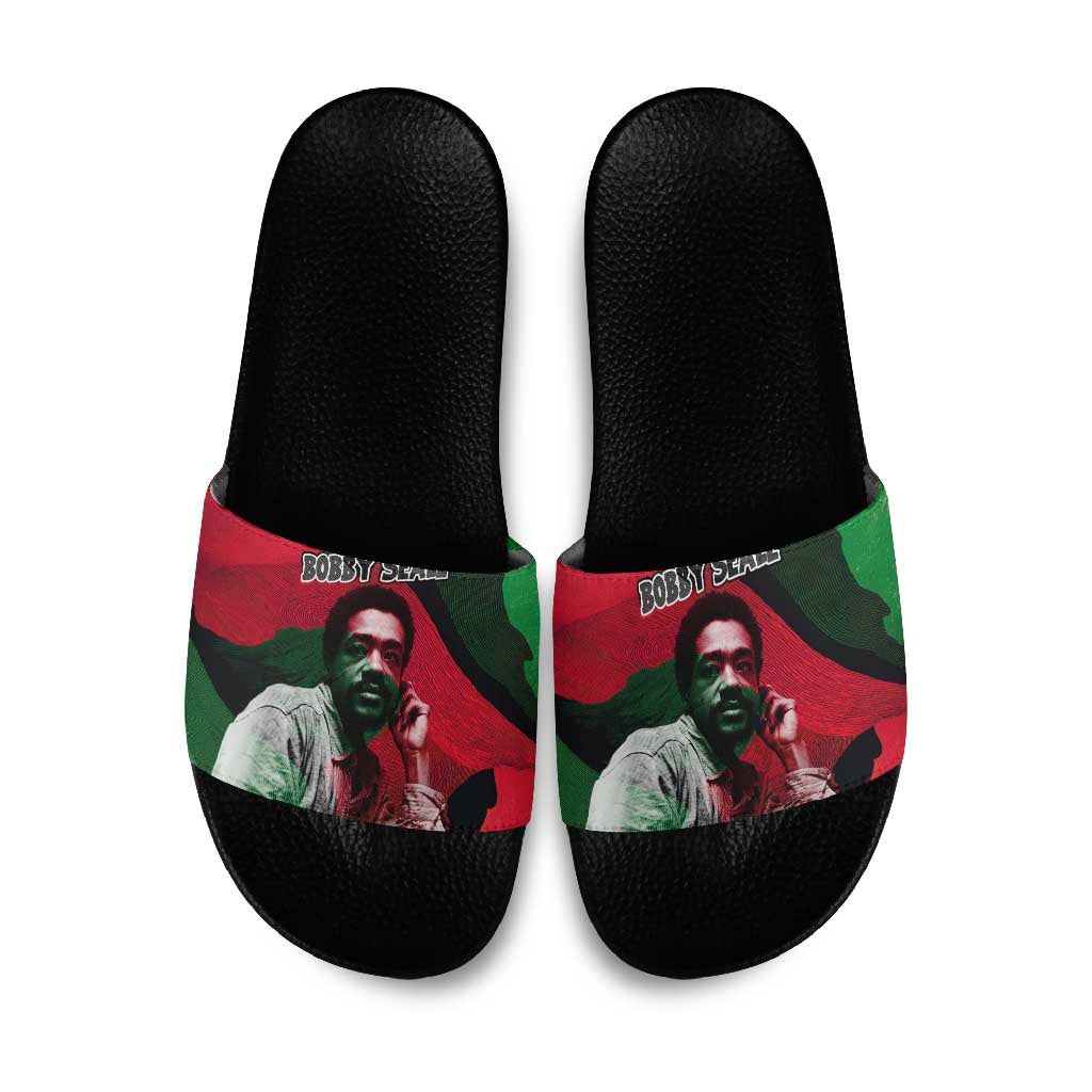 Bobby Seale Slide Sandals Black Panther Logo Revolutionary Civil Rights Movement Tribute - African Pride