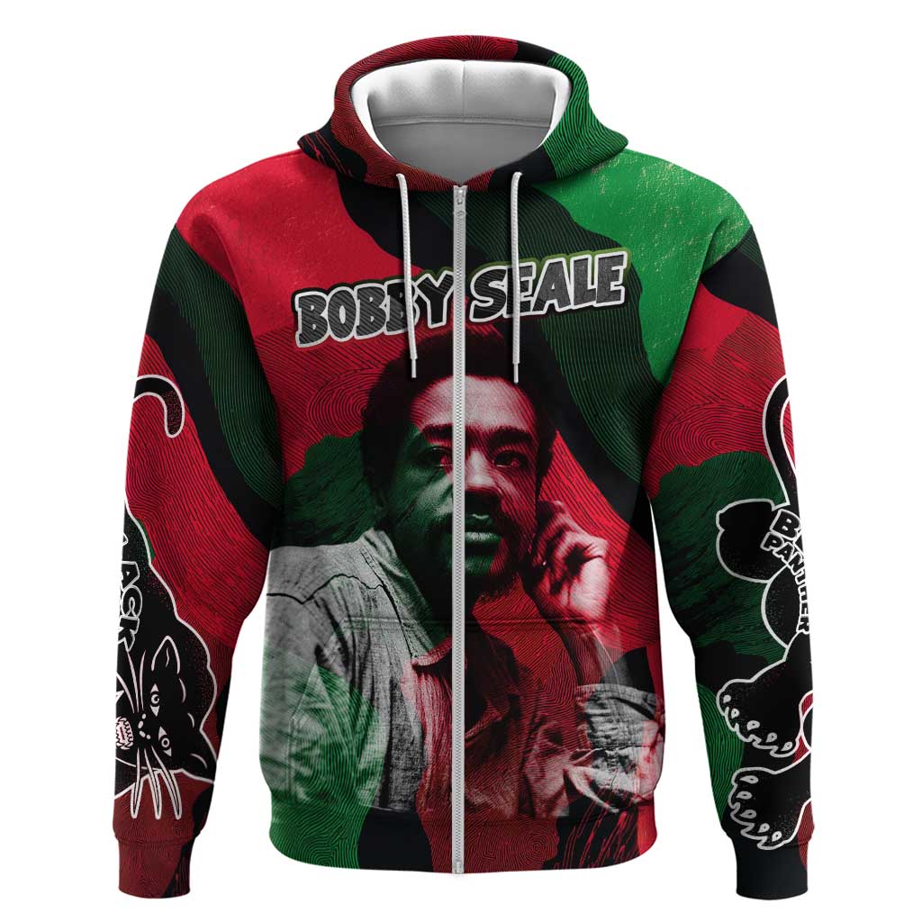 Bobby Seale Zip Hoodie Black Panther Logo Revolutionary Civil Rights Movement Tribute - African Pride