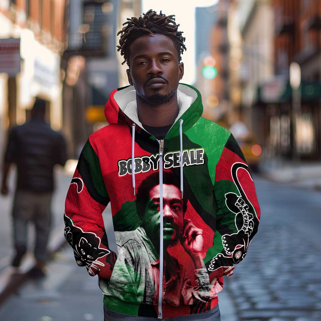 Bobby Seale Zip Hoodie Black Panther Logo Revolutionary Civil Rights Movement Tribute - African Pride