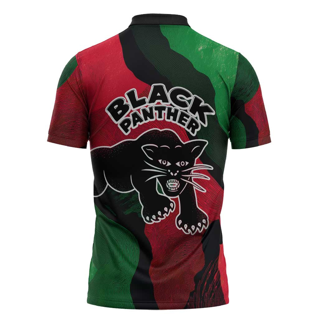 Bobby Seale Zipper Polo Shirt Black Panther Logo Revolutionary Civil Rights Movement Tribute - African Pride