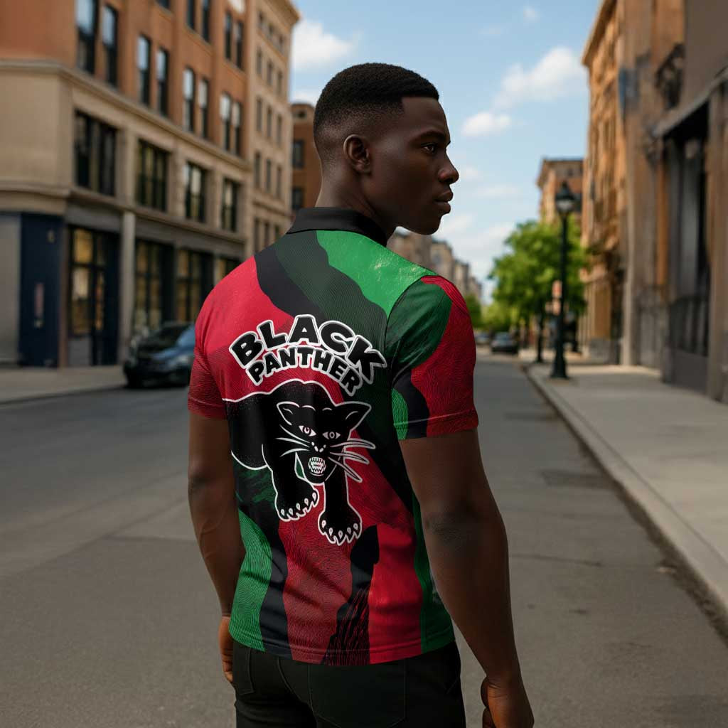 Bobby Seale Zipper Polo Shirt Black Panther Logo Revolutionary Civil Rights Movement Tribute - African Pride