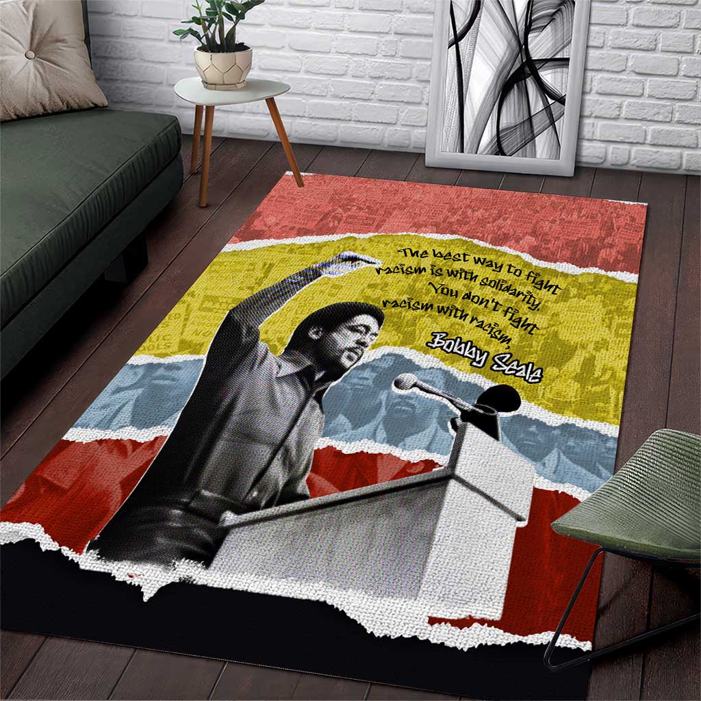 Bobby Seale Area Rug Torn Paper Collage Design Solidarity Quote Powerful Speech Artwork Civil Rights - African Pride
