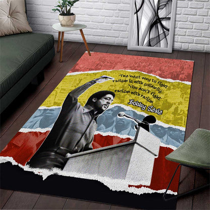 Bobby Seale Area Rug Torn Paper Collage Design Solidarity Quote Powerful Speech Artwork Civil Rights - African Pride