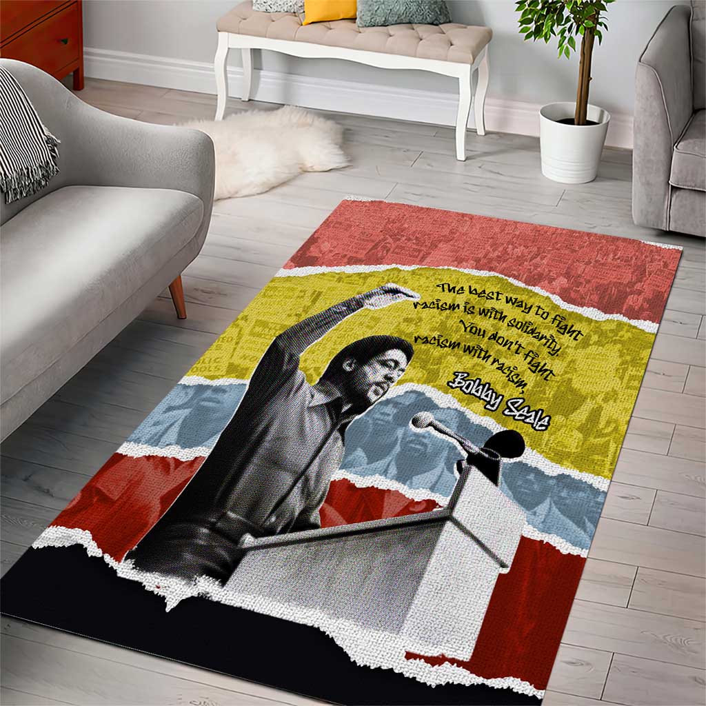 Bobby Seale Area Rug Torn Paper Collage Design Solidarity Quote Powerful Speech Artwork Civil Rights - African Pride