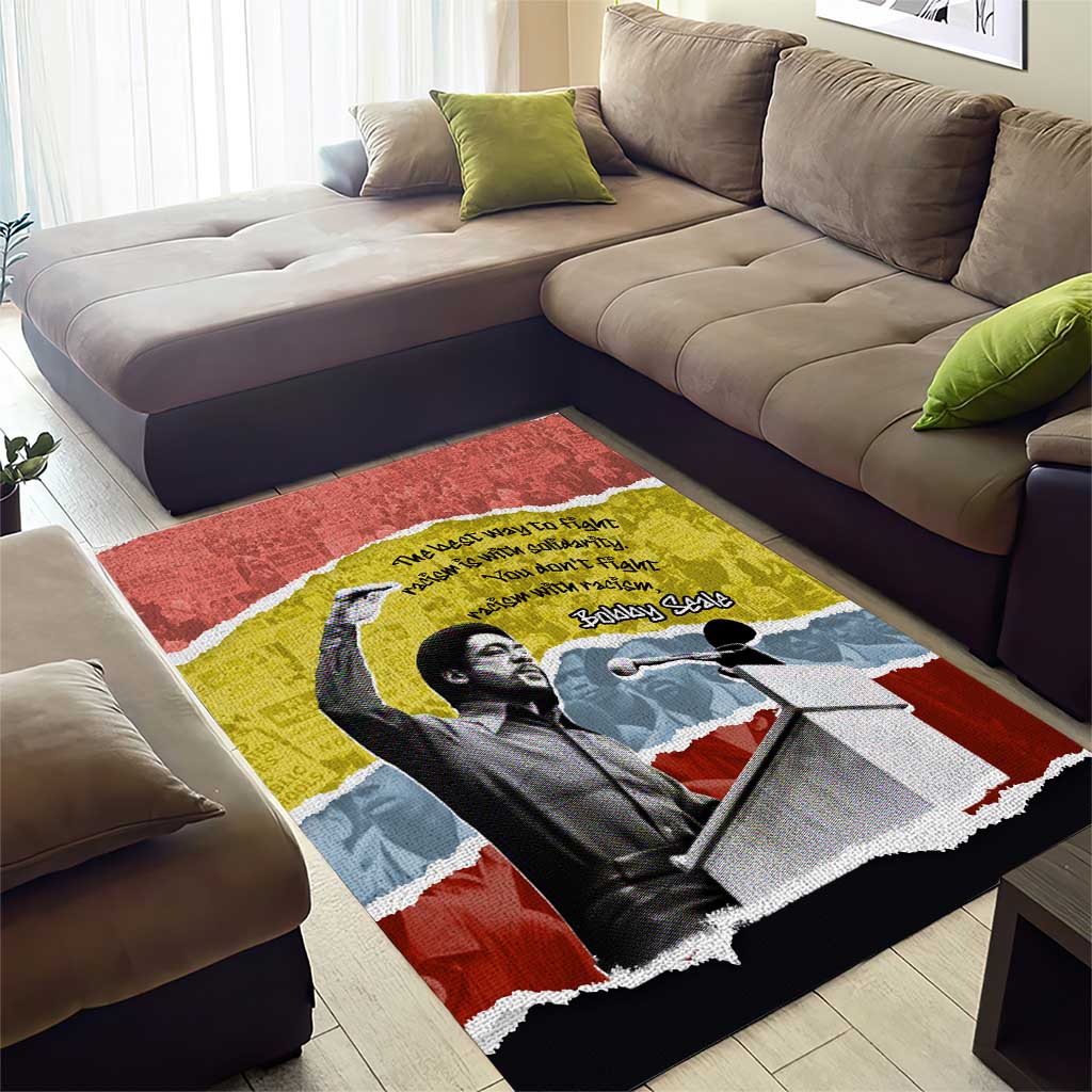 Bobby Seale Area Rug Torn Paper Collage Design Solidarity Quote Powerful Speech Artwork Civil Rights - African Pride